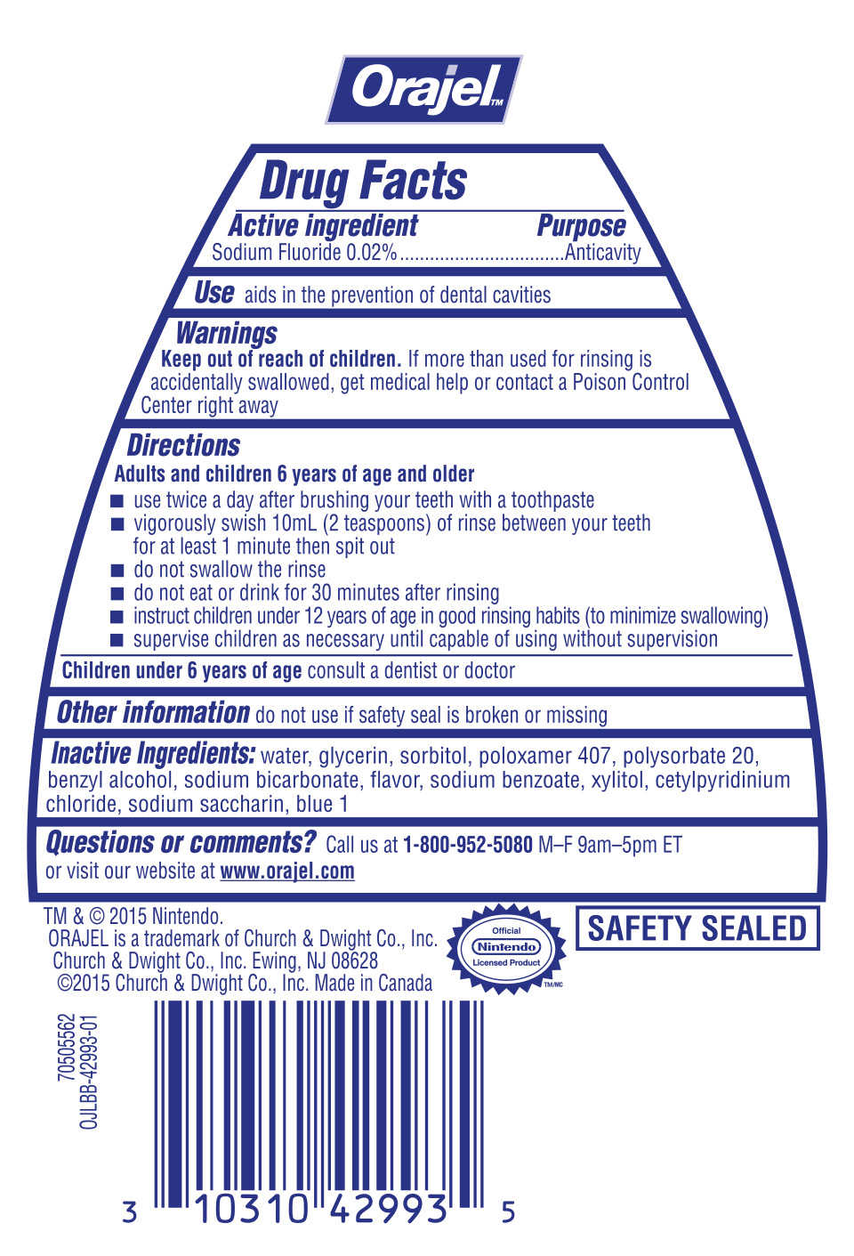 Orajel™ Super Mario™ Anticavity Fluoride Rinse